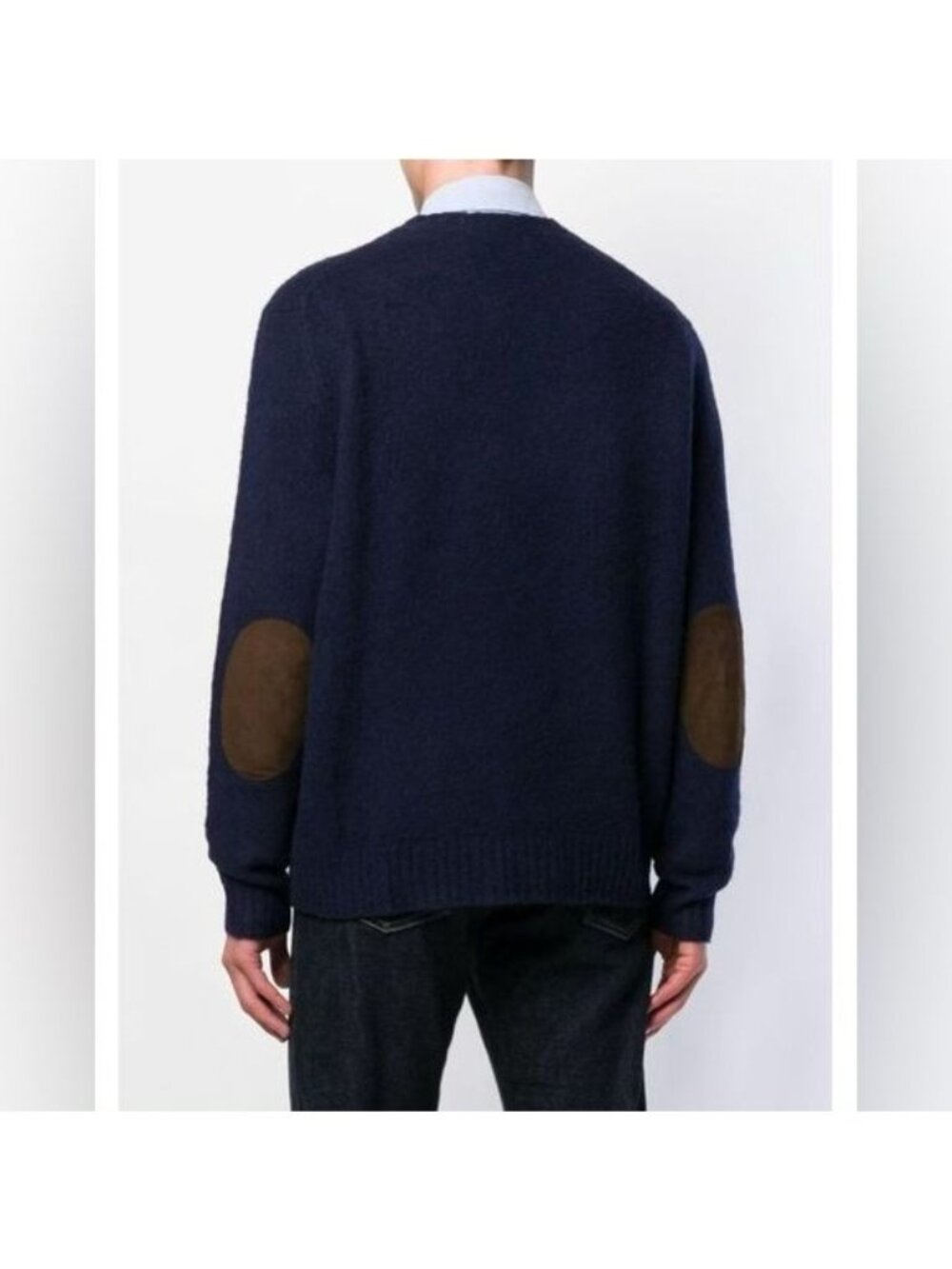 Polo Ralph Lauren Wool Alpaca V Neck Elbow Patch Sweater